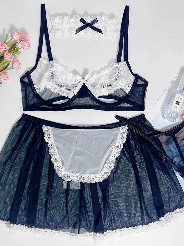 Women's Black White French Mai - đánh giá và giá Sheer Bra Lace